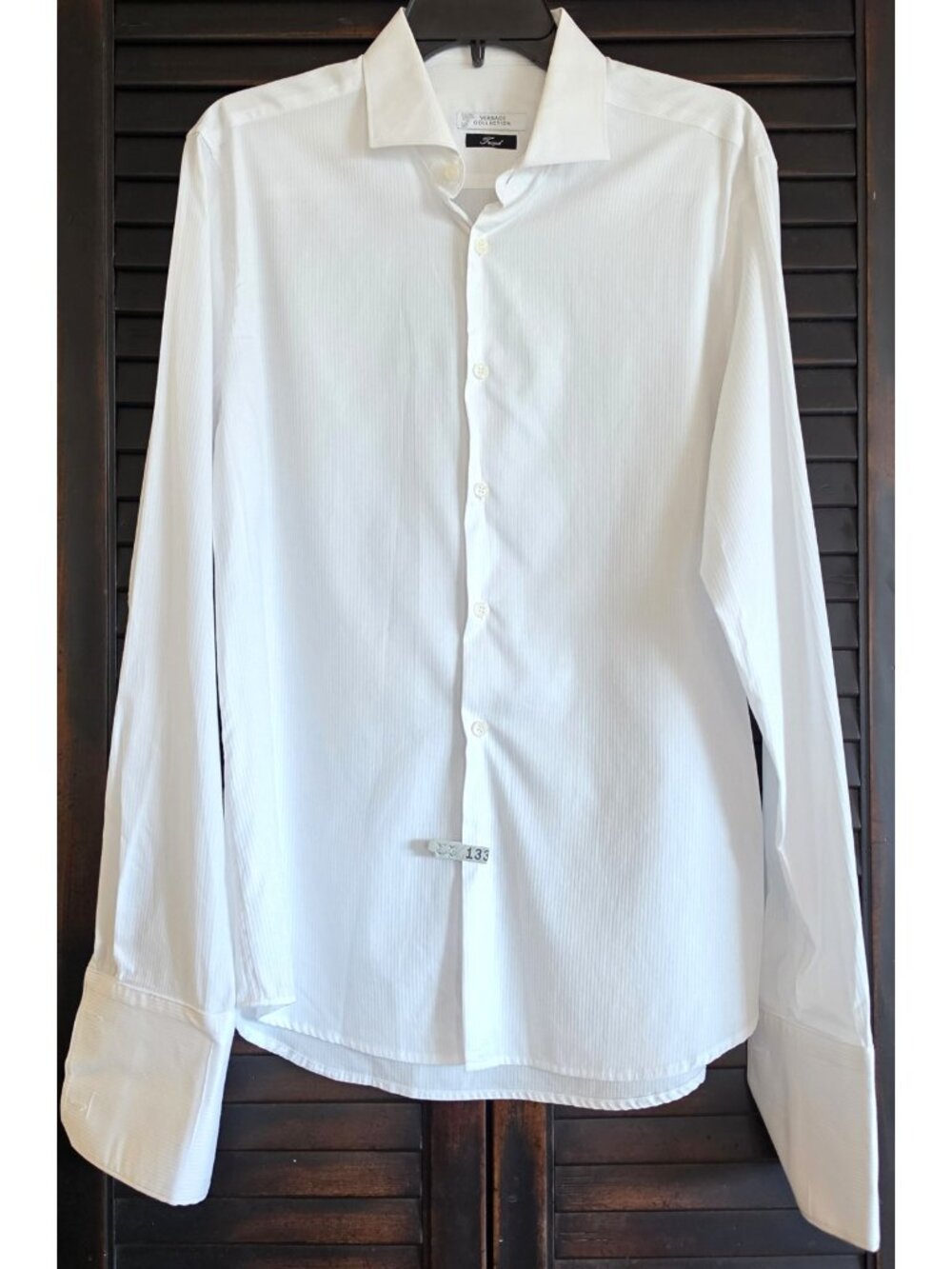 Versace Collection Mens Tuxedo Dress Shirt White French Cuff Size 40 Medium